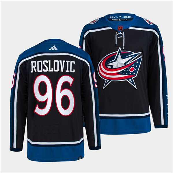 Men%27s Columbus Blue Jackets #96 Jack Roslovic Navy 2022 Reverse Retro Stitched Jersey Dzhi